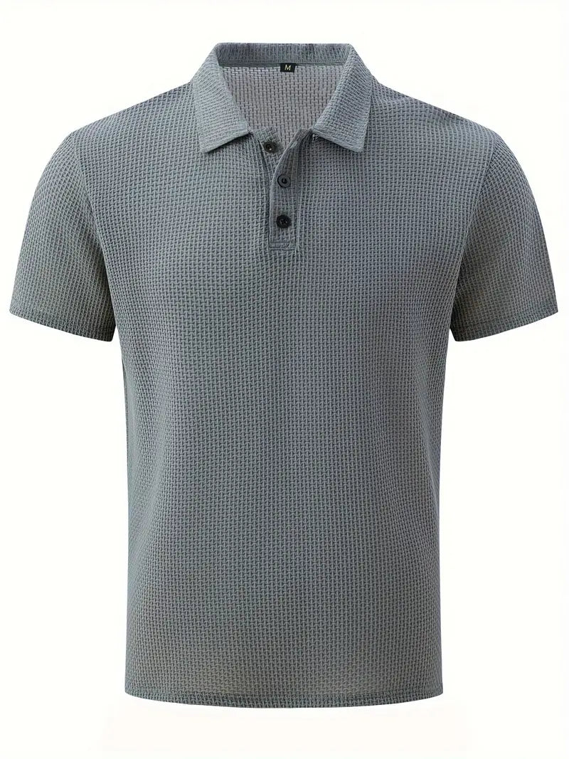 Men's Cotton Blend Polo Shirt - Short Sleeve - Breathable Casual Fit Light Grey