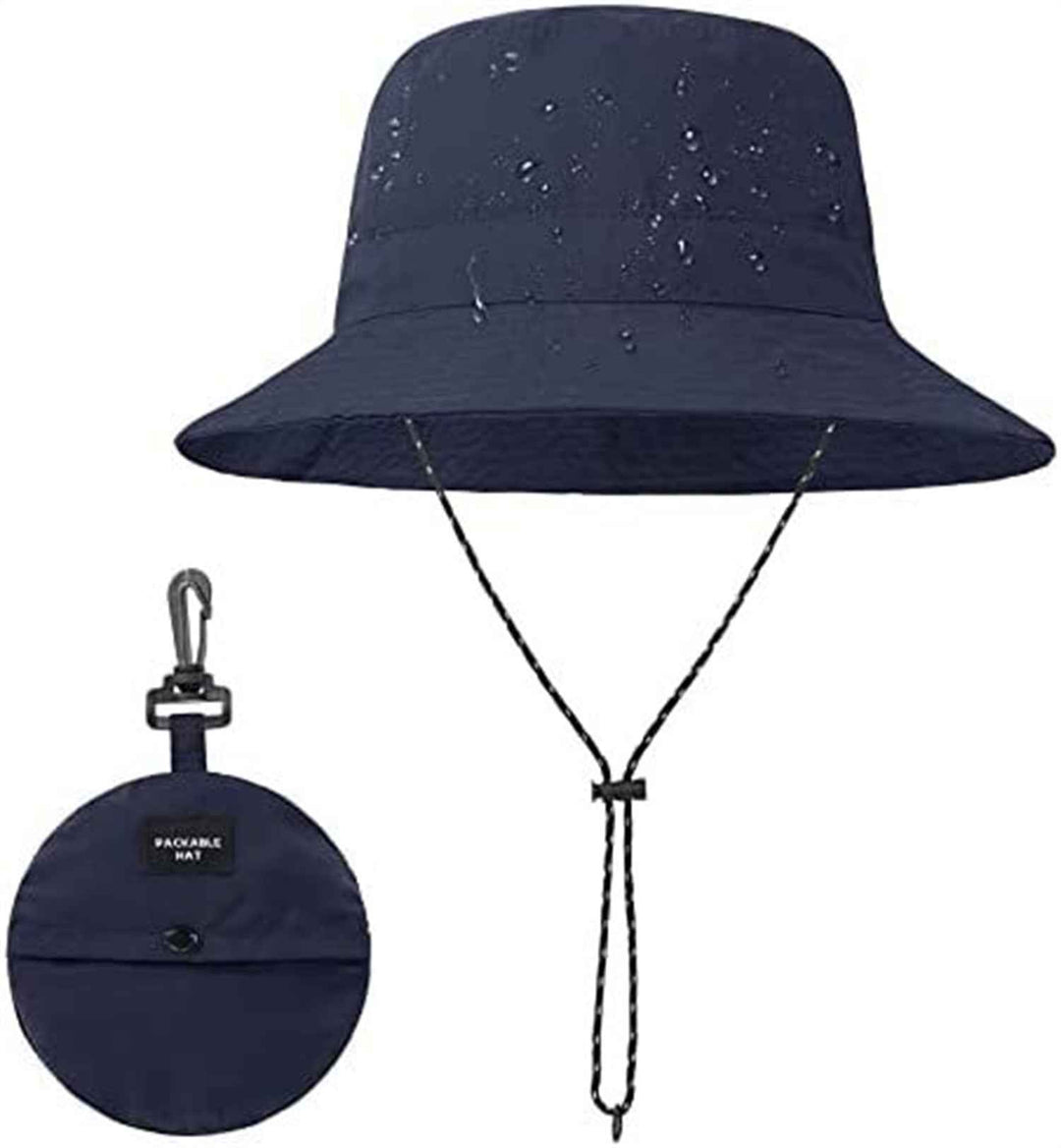 Foldable Fisherman Hat Summer Quick-drying Waterproof Outdoor Cycling Fishing Sunhat Women Men Navy Blue Adjustable