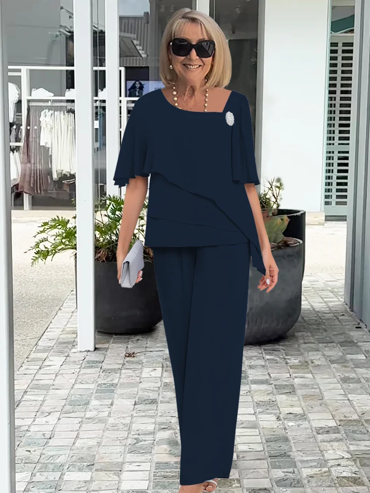 Women's Elegant Summer Feminine Set Navy Blue