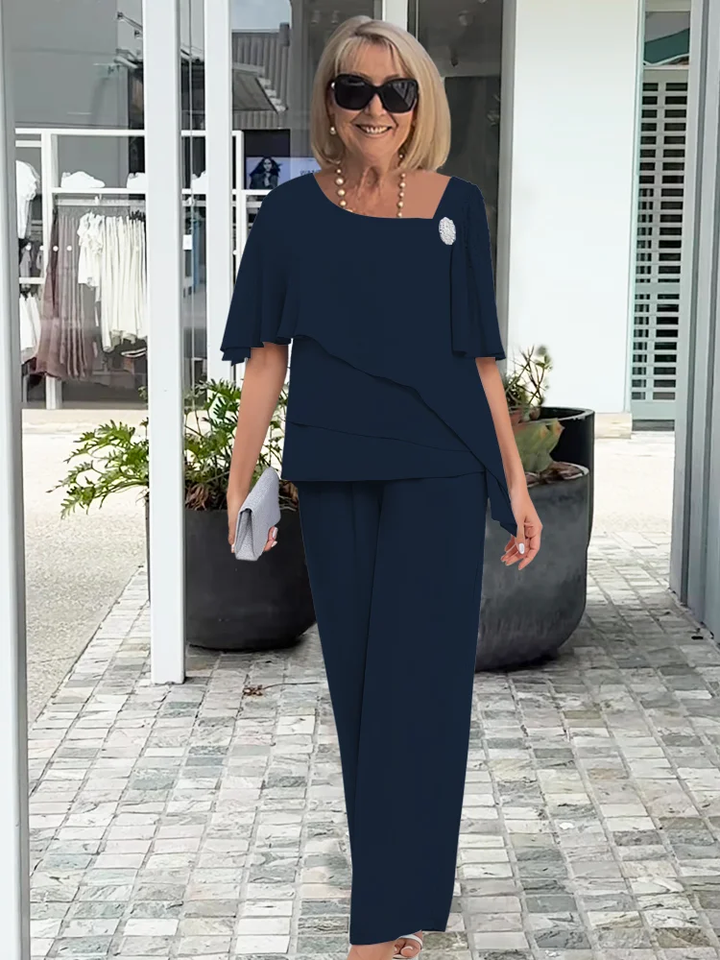 Women's Elegant Summer Feminine Set Navy Blue
