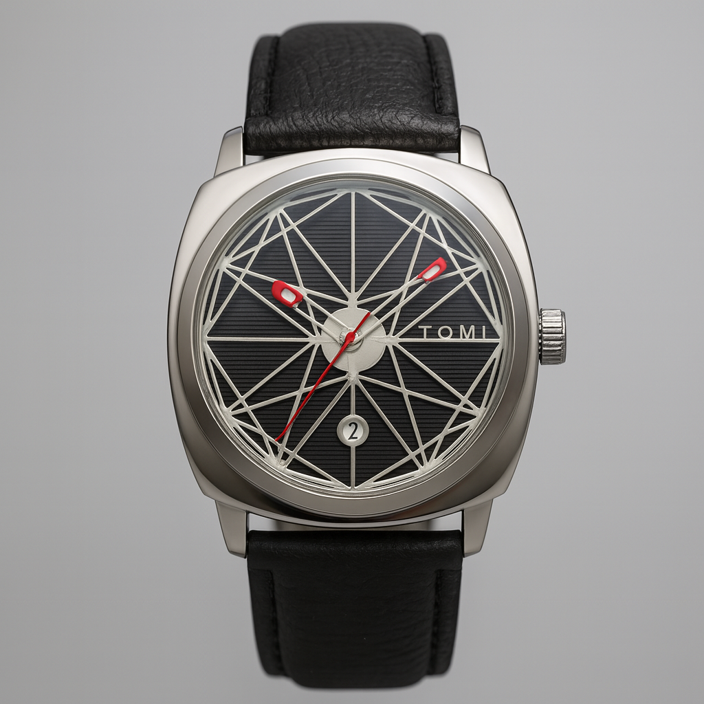 Stylish Prism Quartz Timepiece Black Silver