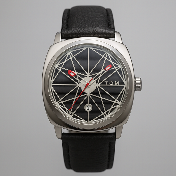 Stylish Prism Quartz Timepiece Black Silver