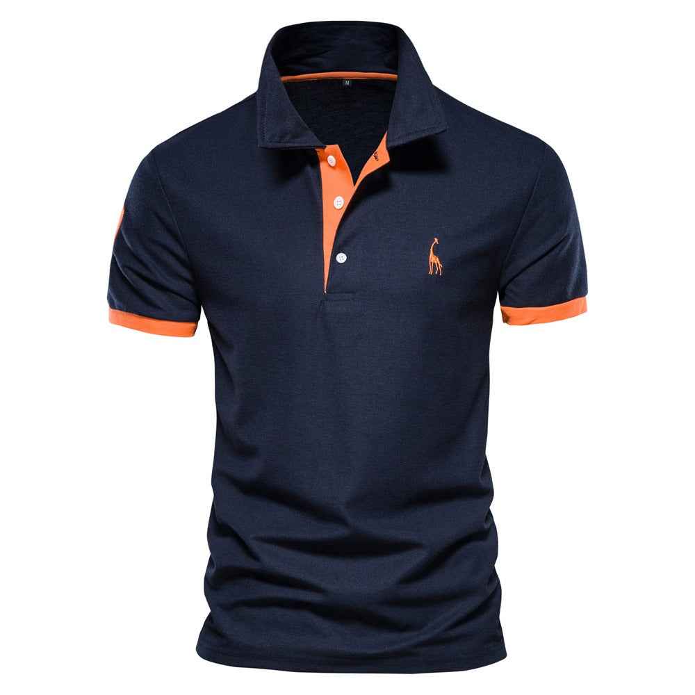 Men's Polo Shirt - Stylish and Comfortable Dark Blue - Orange