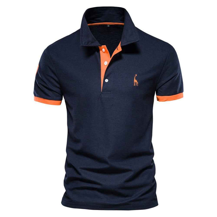Men's Polo Shirt - Stylish and Comfortable Dark Blue - Orange