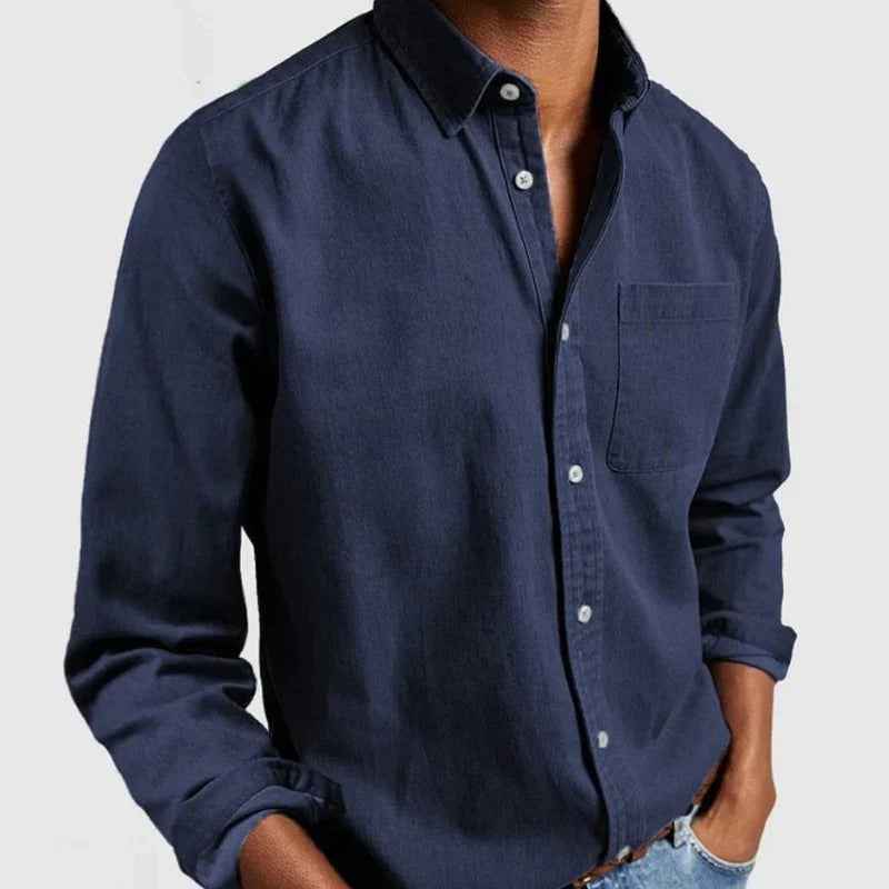 Men's Classic Denim Shirt, Updated for Modern Style Dark Blue