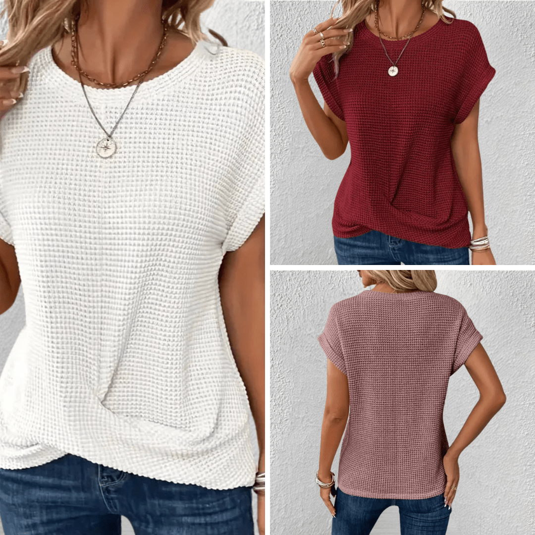 Amber | Women's Twist Front Waffle Knit Top