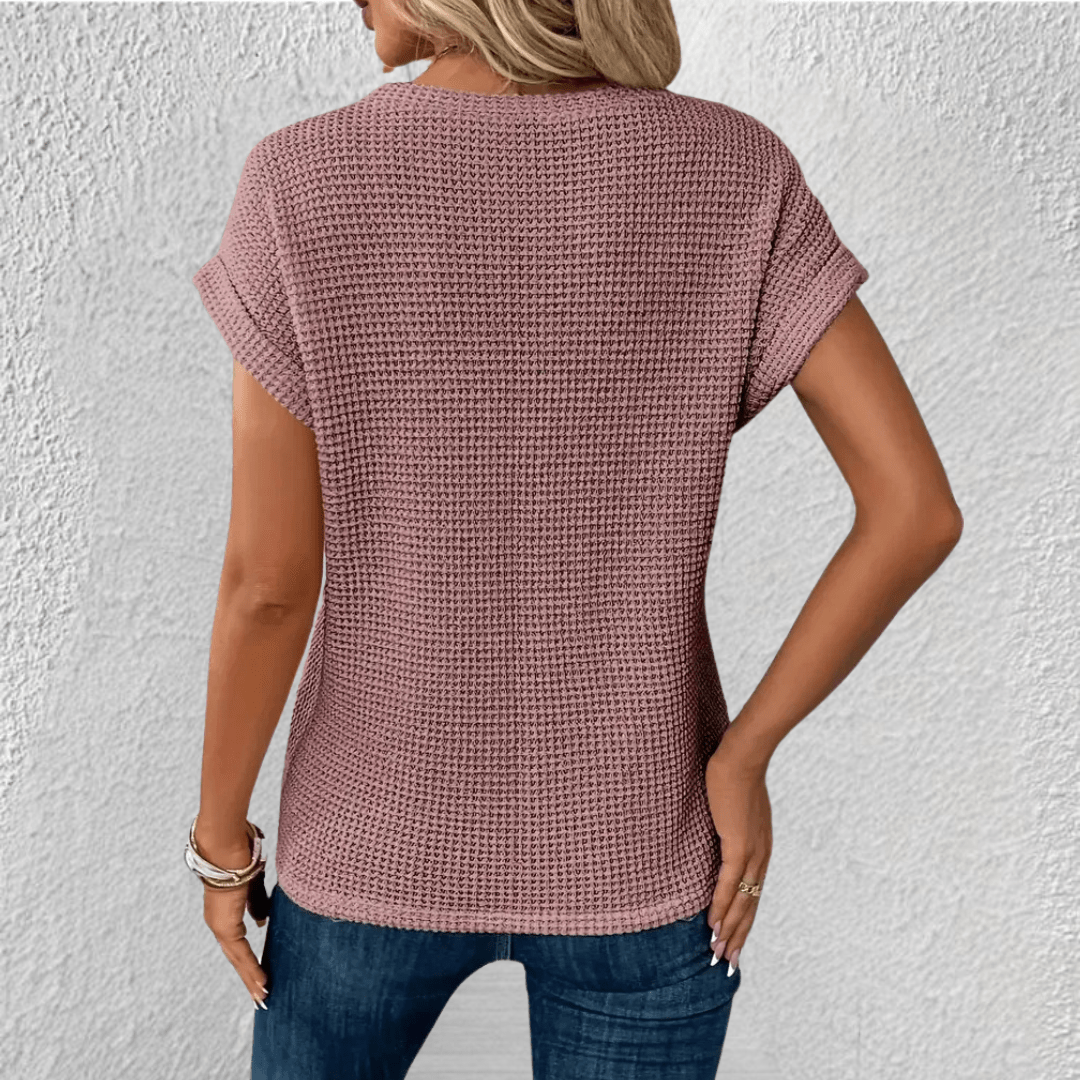 Amber | Women's Twist Front Waffle Knit Top