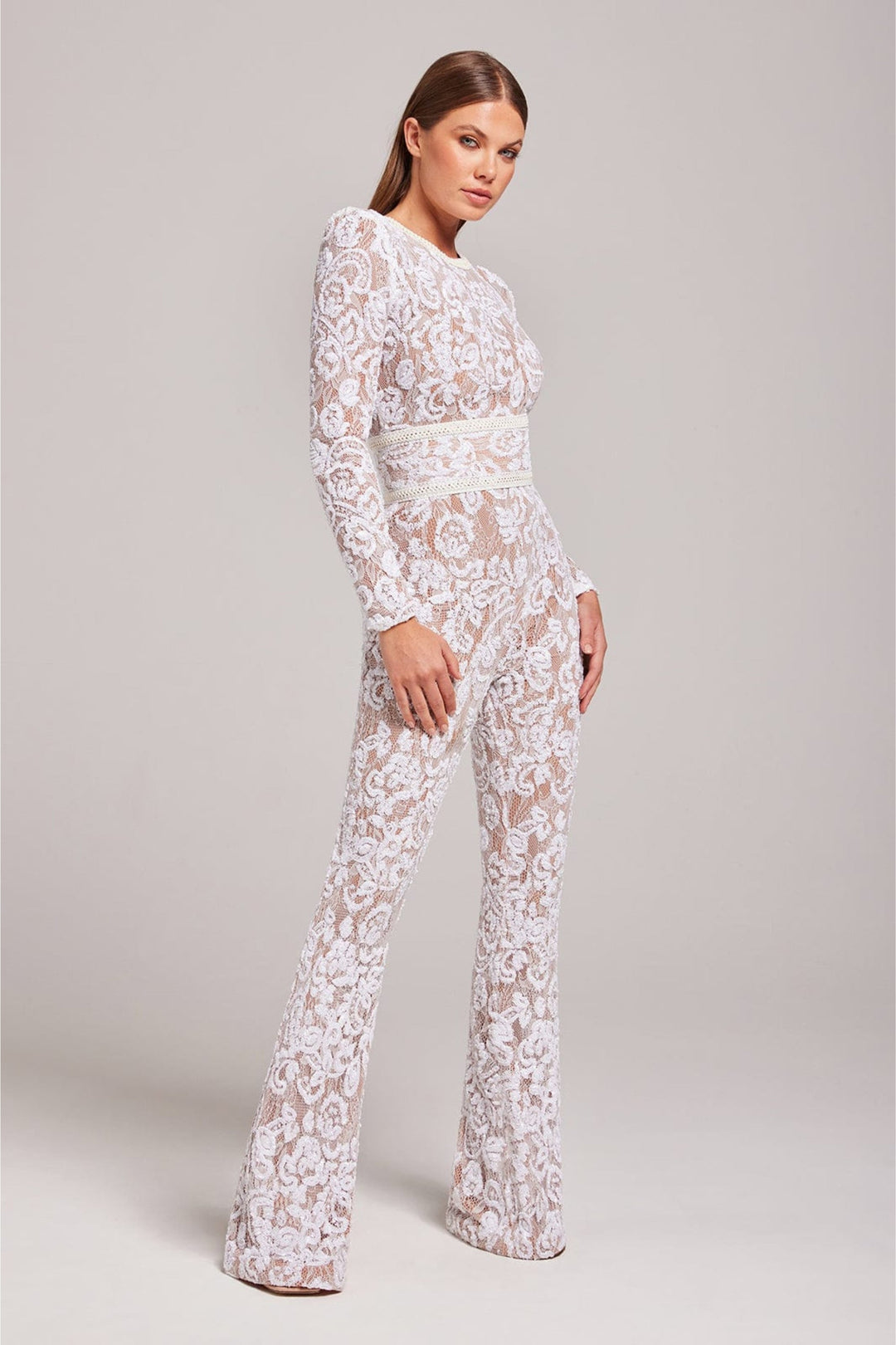 Julia | Women's Jumpsuit - Elegant Design with Lace Accents White