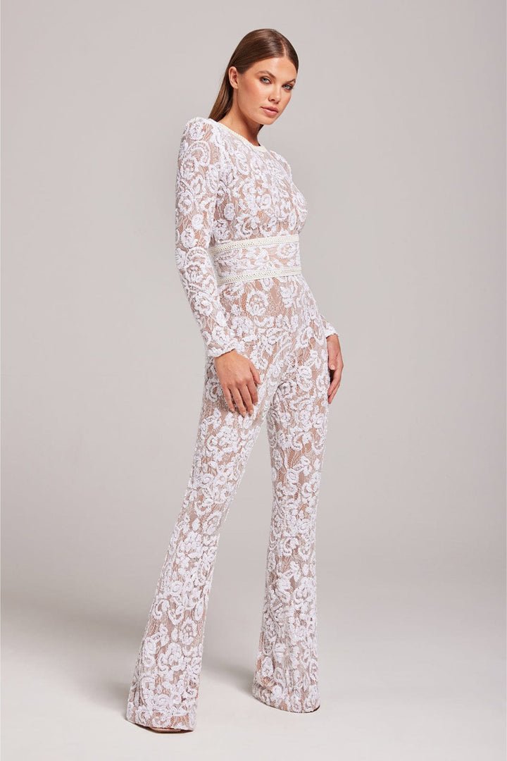 Julia | Women's Jumpsuit - Elegant Design with Lace Accents White