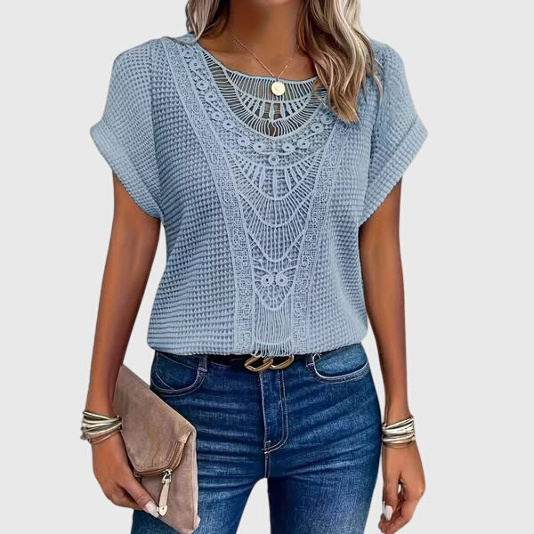 Women's Relaxed Ibiza-Style Blouse Light Blue