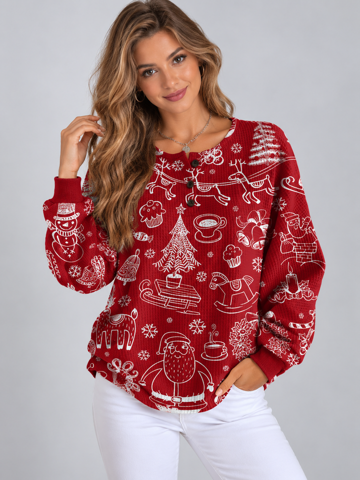 Women's Christmas Print Fleece Sweater