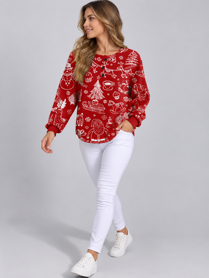 Women's Christmas Print Fleece Sweater