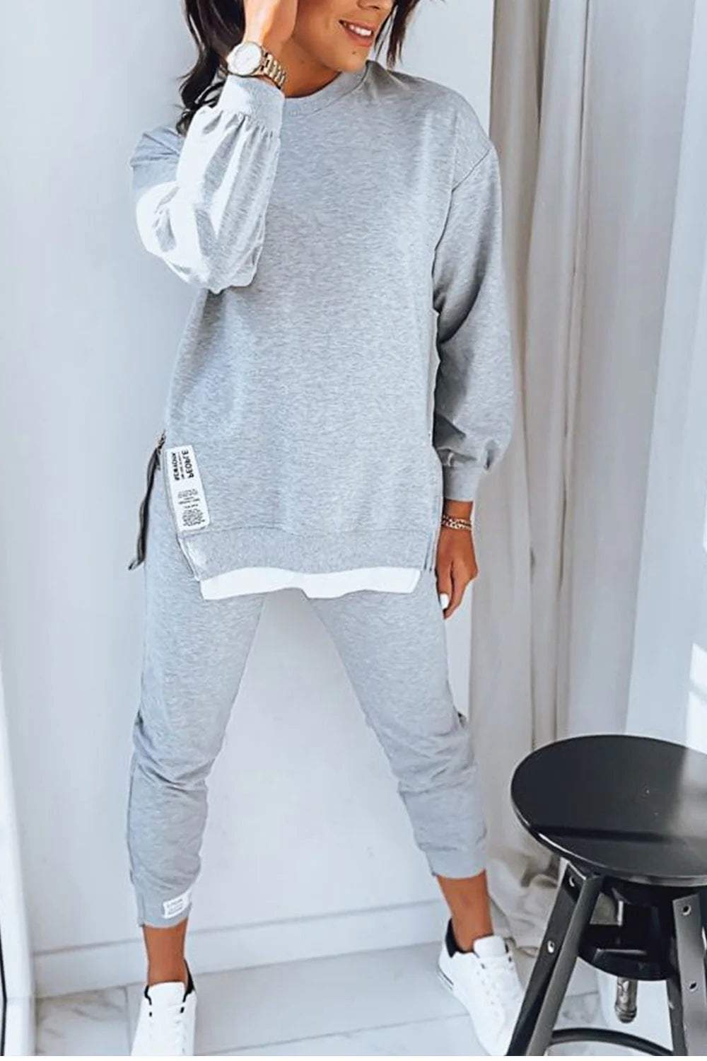 Women's Oversized Loungewear Set with Crew Neck for Comfort