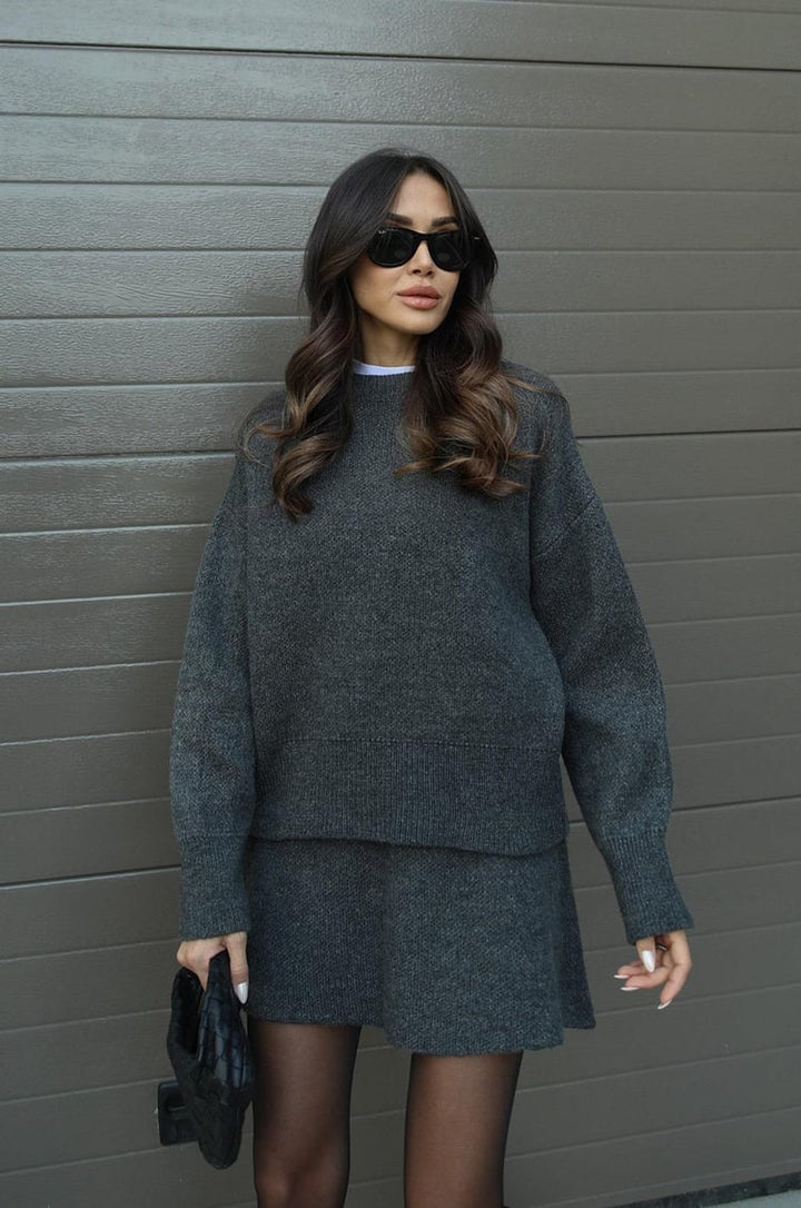 Violet | Women's Knitted Top and Skirt Set