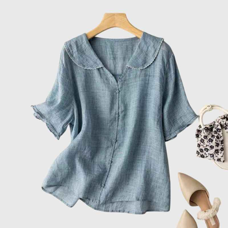 Women's Straight-Cut Everyday Blouse Blue