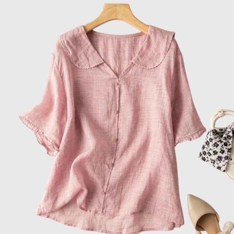 Women's Straight-Cut Everyday Blouse Pink