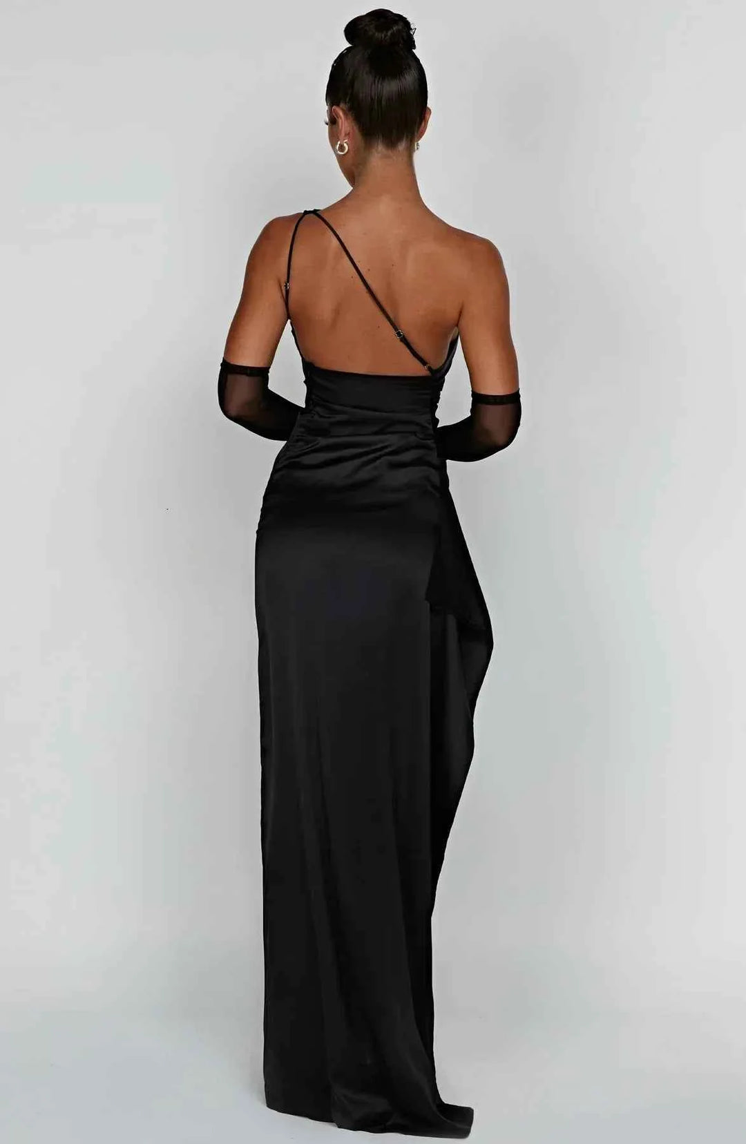 Women's Elegant Satin One-Shoulder Slit Dress