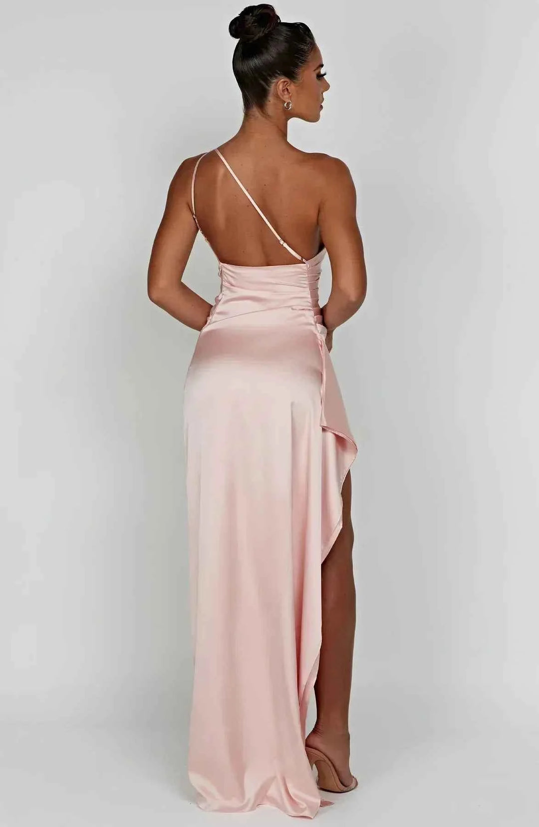 Women's Elegant Satin One-Shoulder Slit Dress