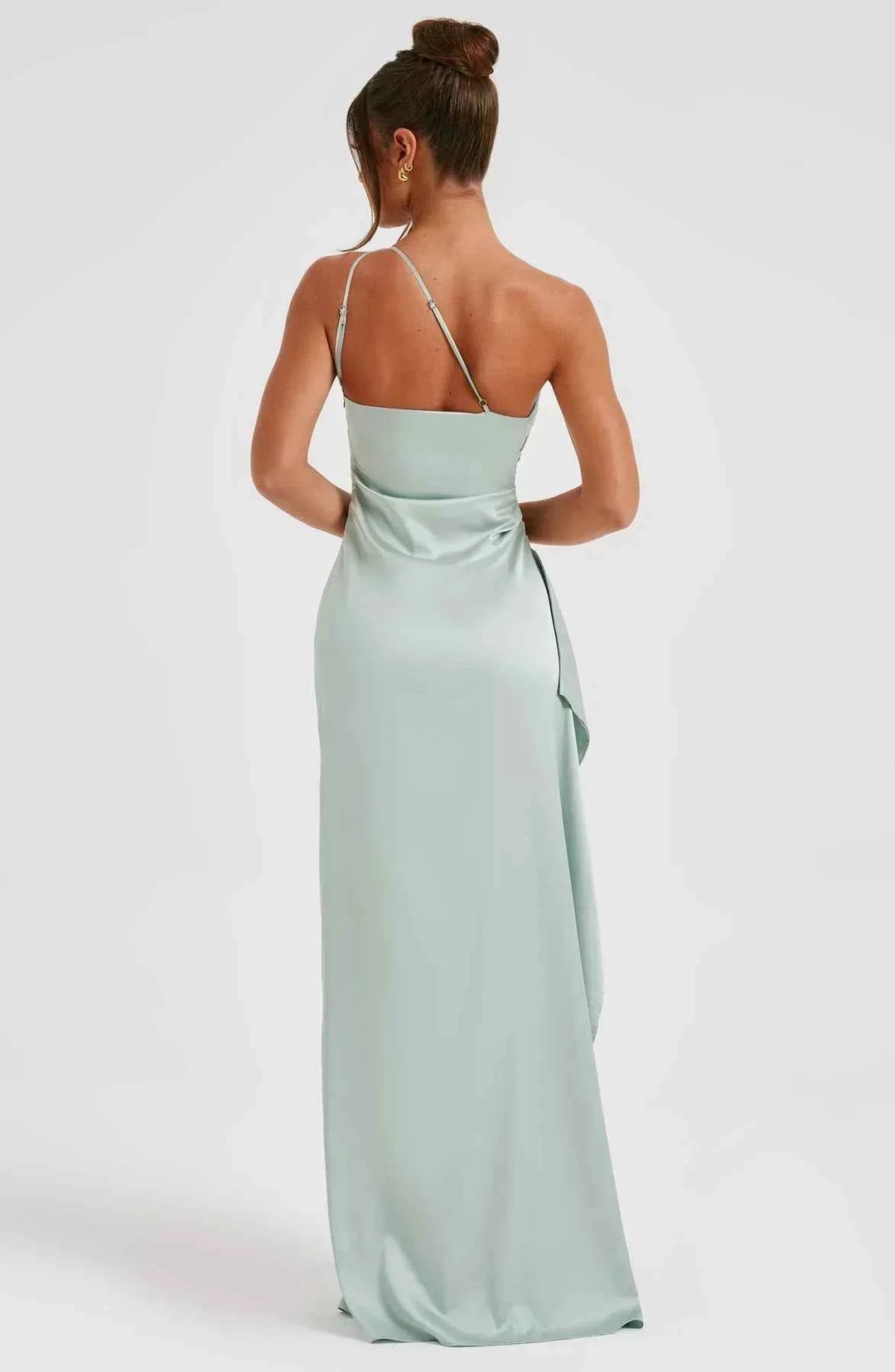 Women's Elegant Satin One-Shoulder Slit Dress