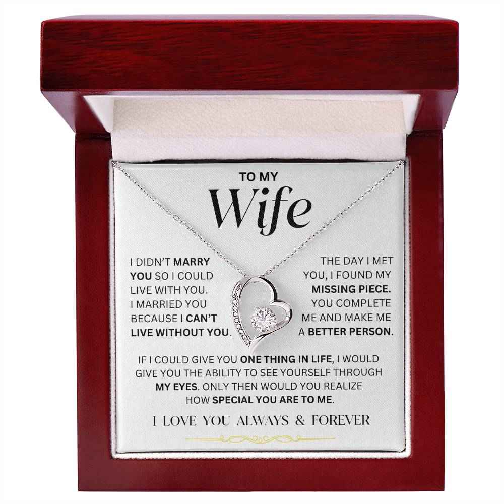 Eternal Love Necklace for Her 14k Silver Finish Mahogany Style Luxury Box w LED Light