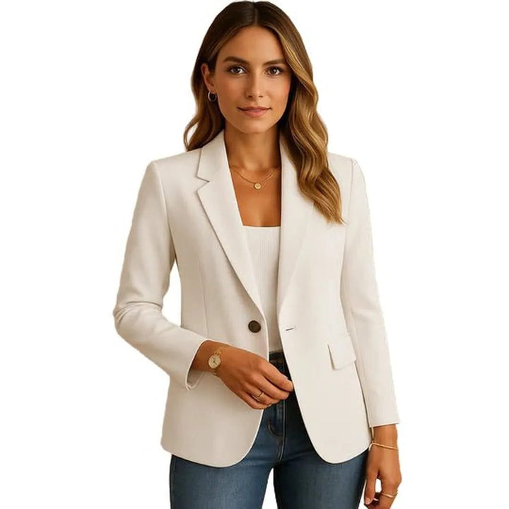 Women's Single-Breasted Longline Blazer White