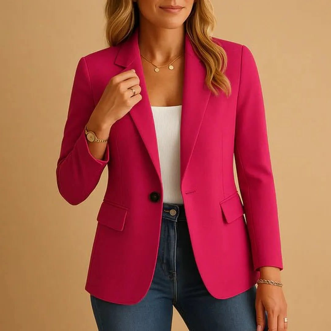 Women's Single-Breasted Longline Blazer Pink