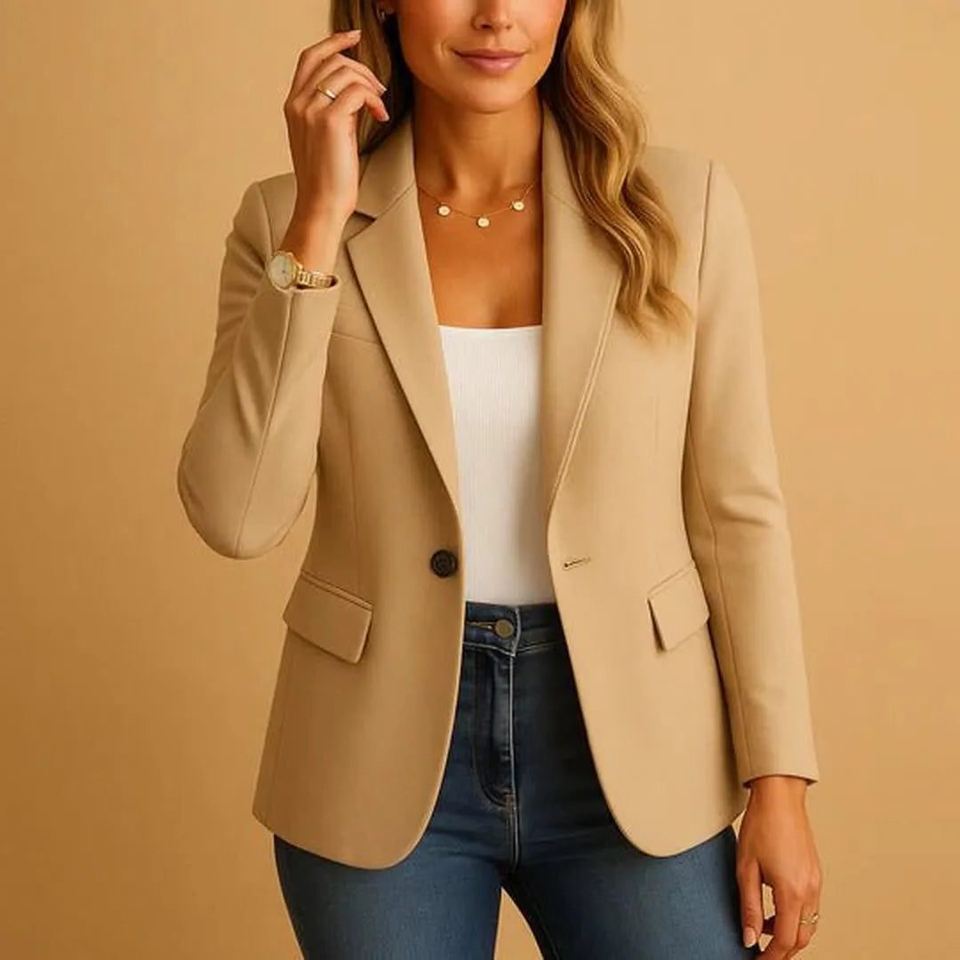 Women's Single-Breasted Longline Blazer Light Brown