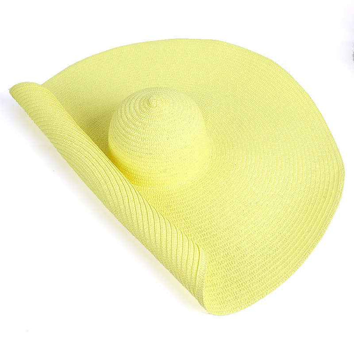 Oversized 25CM Wide Brim Straw Beach Hat for Women - UV Protection & Sun Safety Light yellow