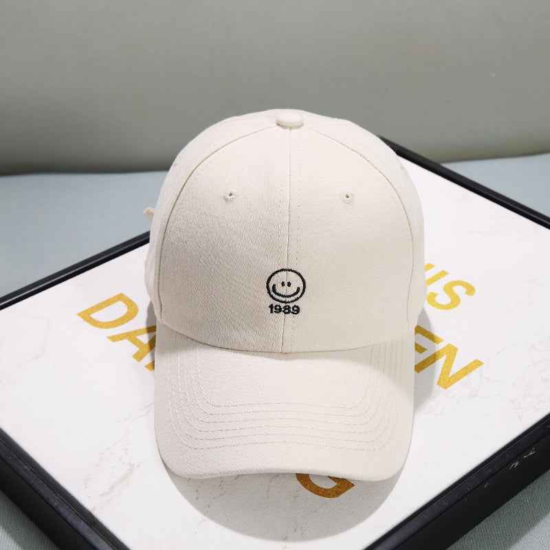 Face Displayed Small Letters Sun Visor Baseball Cap Beige adjustable