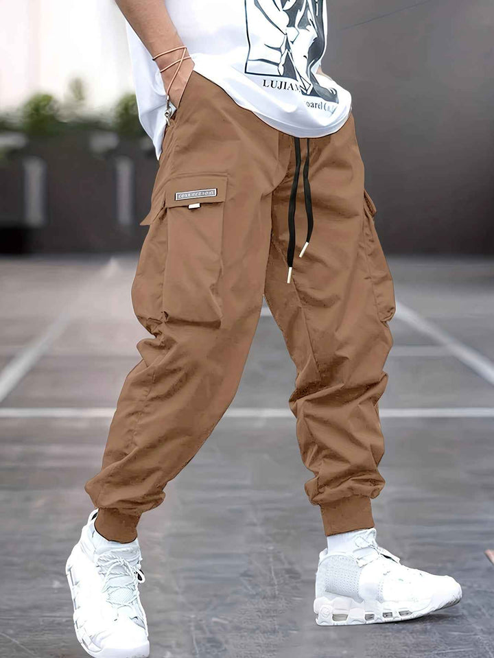 Men's Cargo Pants with Drawstring Khaki