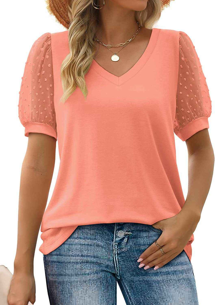 Janne | V-Neck Sleeve Belly Cover Top for Everyday Elegance Pink
