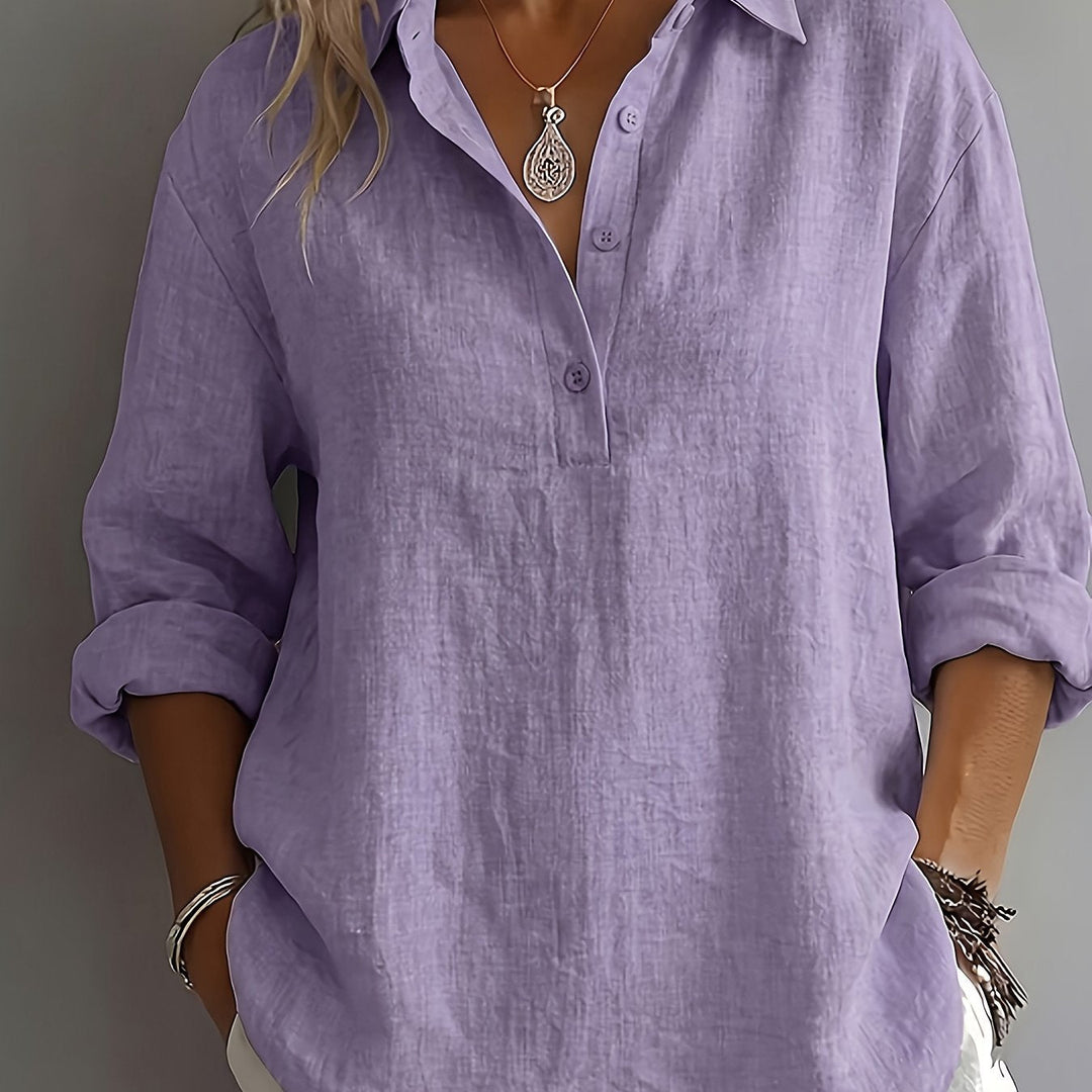 Women's Relaxed Collared Blouse Light Purple