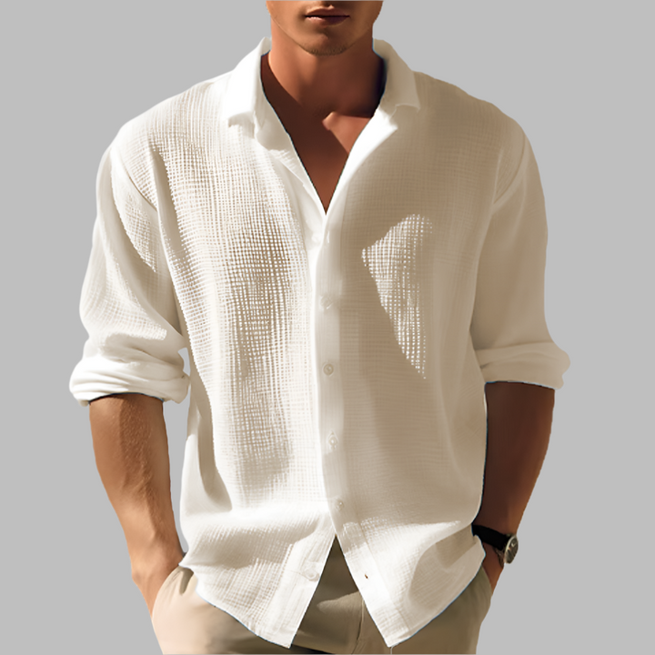 Men's Lightweight Solid Color Cotton Linen Shirt Khaki