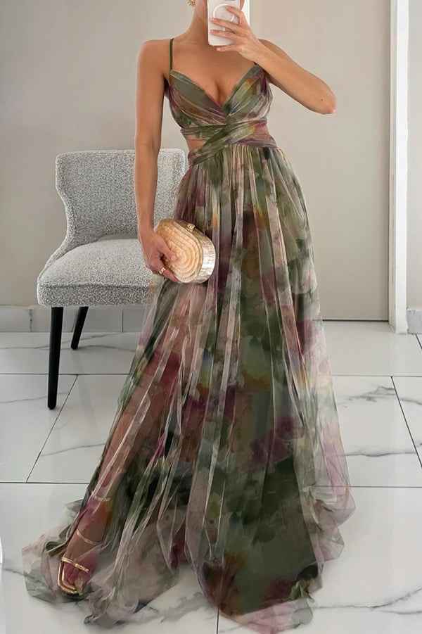 Madeline | Floral Maxi Dress for Effortless Elegance Green