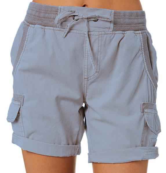 Women's Casual High-Waisted Utility Shorts Blue Grey