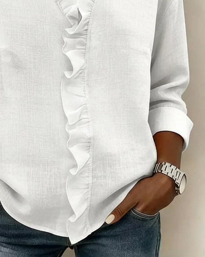 Women's Elegant V-neck Ruffles Blouse