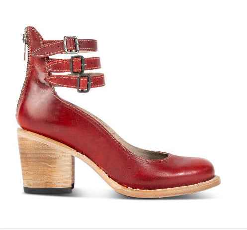 Three-Breasted Women's High-Heel Pumps With Snake Print Red