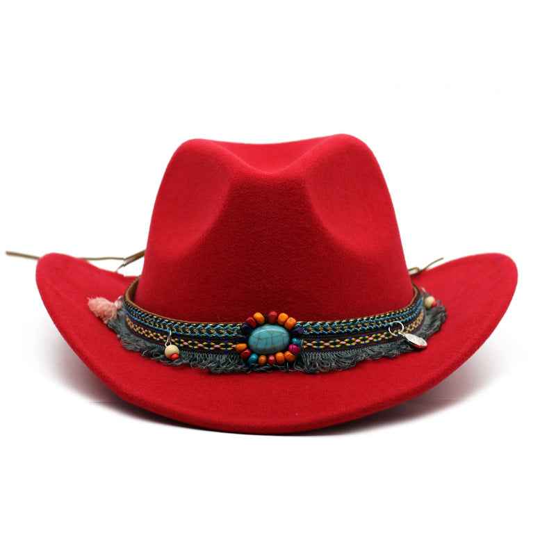 Cowboy Hats for Men & Women - Stylish Curled Felt for Riding Adventures Red