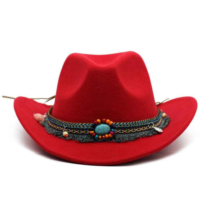 Cowboy Hats for Men & Women - Stylish Curled Felt for Riding Adventures Red
