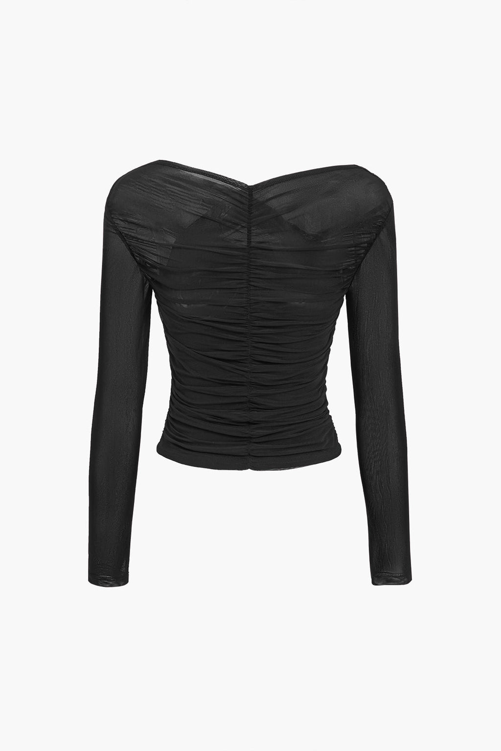 Damen Langarmshirt aus gerafftem Mesh