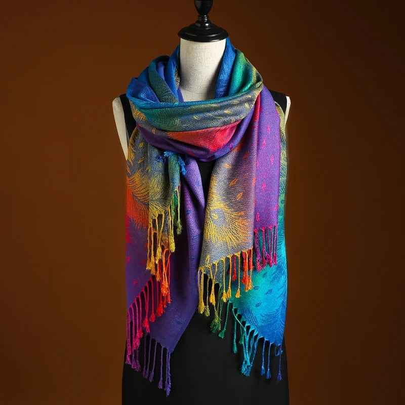 Women's Cashmere Wrap - Luxurious Softness and Elegance Blue