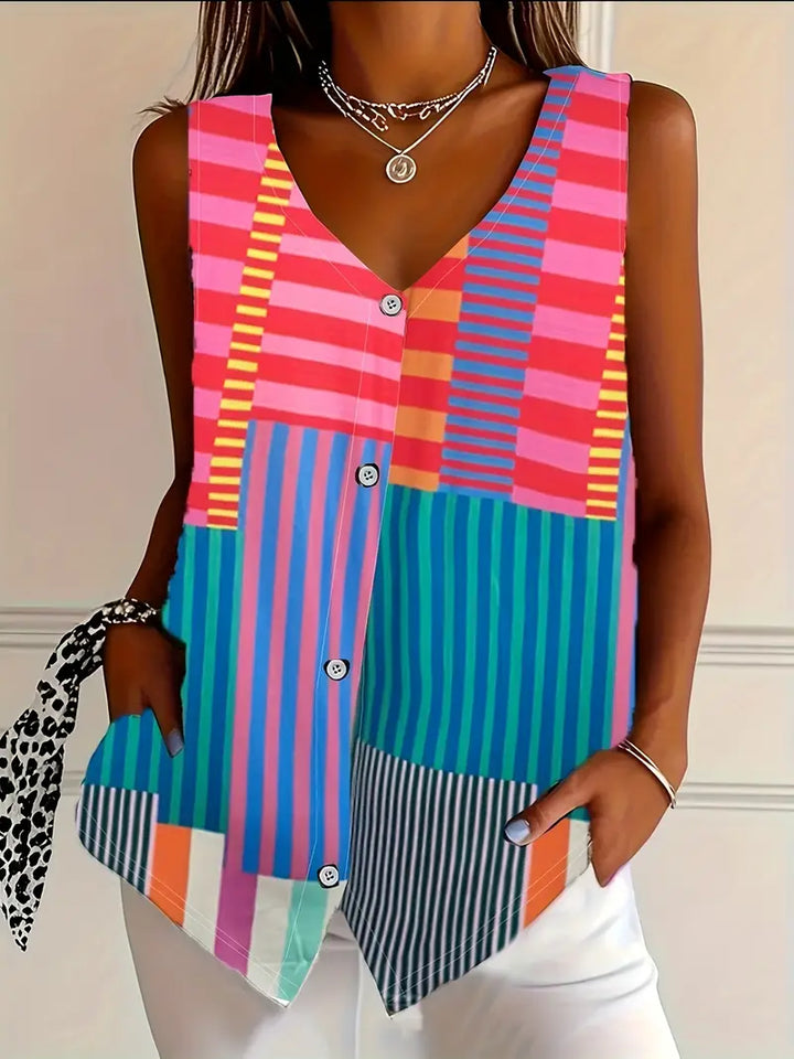 Women's Sleeveless Button-Front Blouse