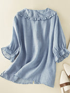 Women's Loose Fit Ruffle Collar Shirt