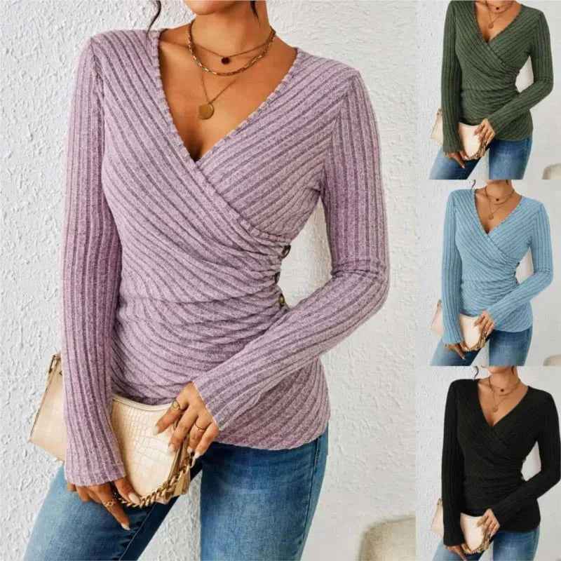 Barbara | Women's Long Sleeve V-Neck Wrap Top