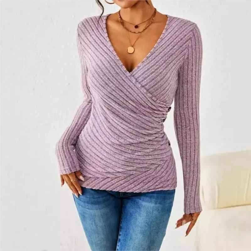 Barbara | Women's Long Sleeve V-Neck Wrap Top