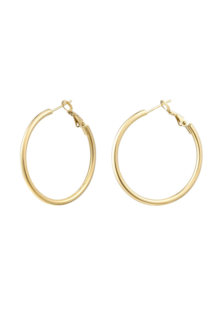 Ilunah | Women's Medium Basic Hoop Earrings Gold
