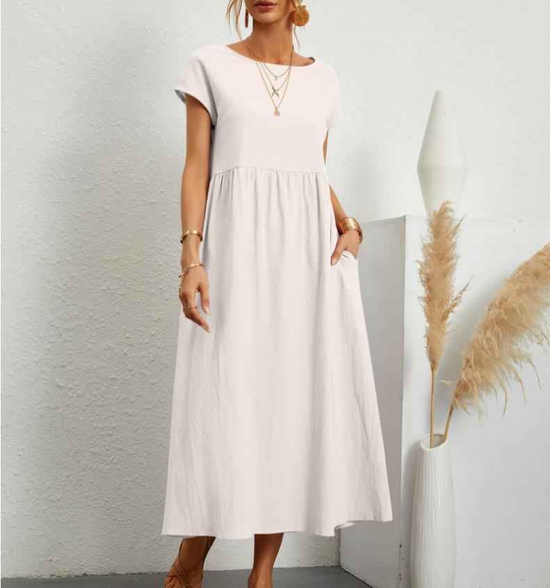 Sylvia | Elegant Relaxed Fit Midi Dress White
