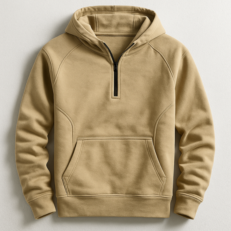 Men's Midweight Quarter-Zip Hoodie Beige