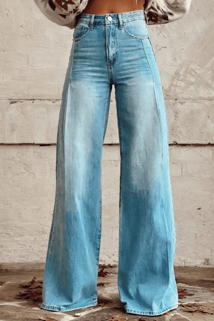 Nanine | Women's Boho Vintage Wide Leg Denim Pants