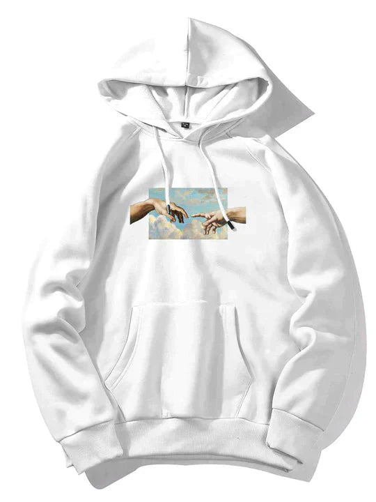 Men's Casual Hoodie for Everyday Comfort WHITE